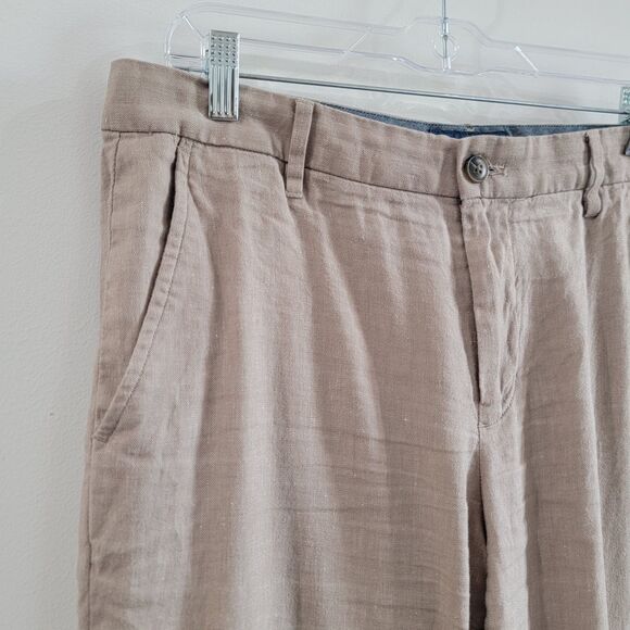 Fairlane Mens Straight Leg Pants Size 34 X 32 Linen Blend Tan Career Office - Picture 3 of 10
